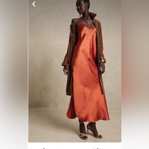 Peachy satin like dress with straps *sexy